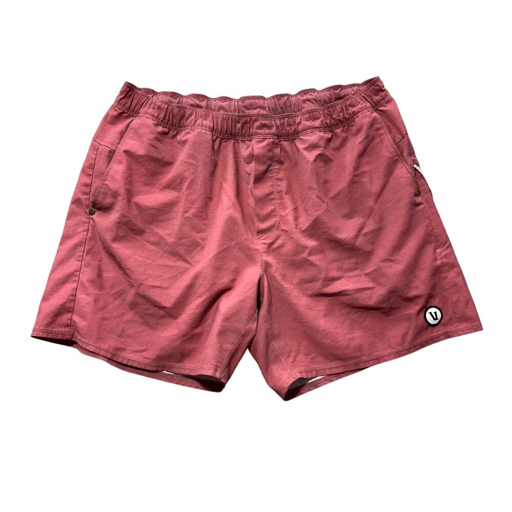 Vuori Mens Large Rust Athletic Shorts Elastic Waist Lightweight